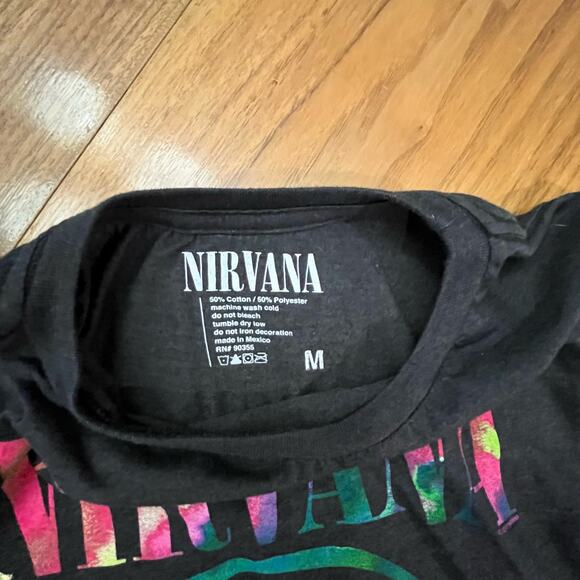 Nirvana Shirt Size M Smiley Happy Face Band Tee Neon Tie Dye - Picture 3 of 7